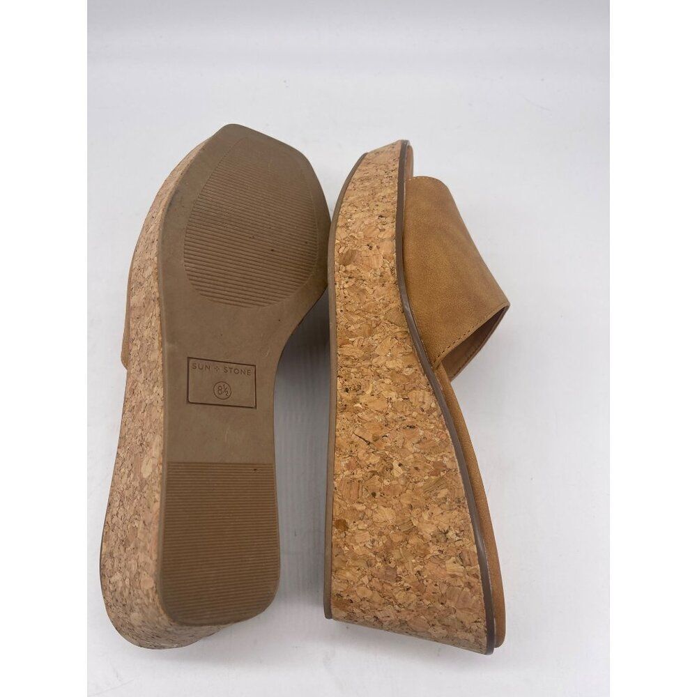 Sun + Stone Charlotte Women Tan Open-Toe Slip-On Wedge Shoe Size 8.5 - Picture 10 of 11